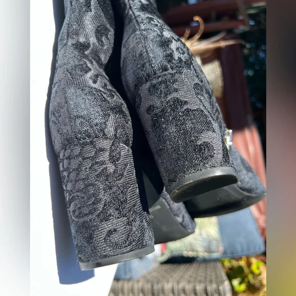 Midnight Velvet Black Boho Brocade Fabric Boots Holiday Party Romantic Chic 10M - Picture 5 of 8